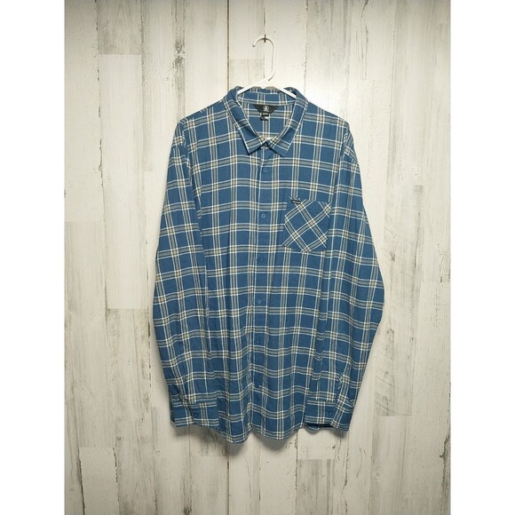 Volcom Loreto Classic Fit Flannel Shirt Mens XXL Blue - Picture 1 of 9